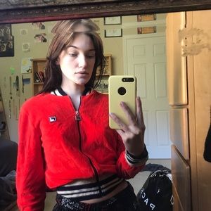 VINTAGE late 70s early 80s RED Fila track jacket